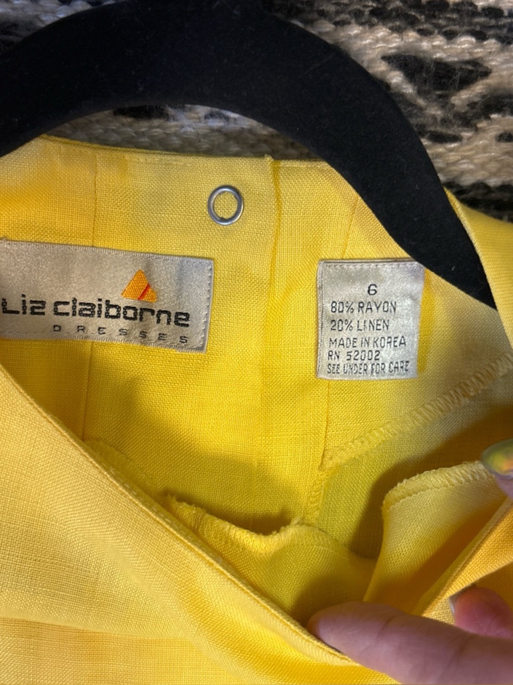 Vintage Liz Claiborne Yellow and Black Colorblock Midi Dress - Picture 2 of 3